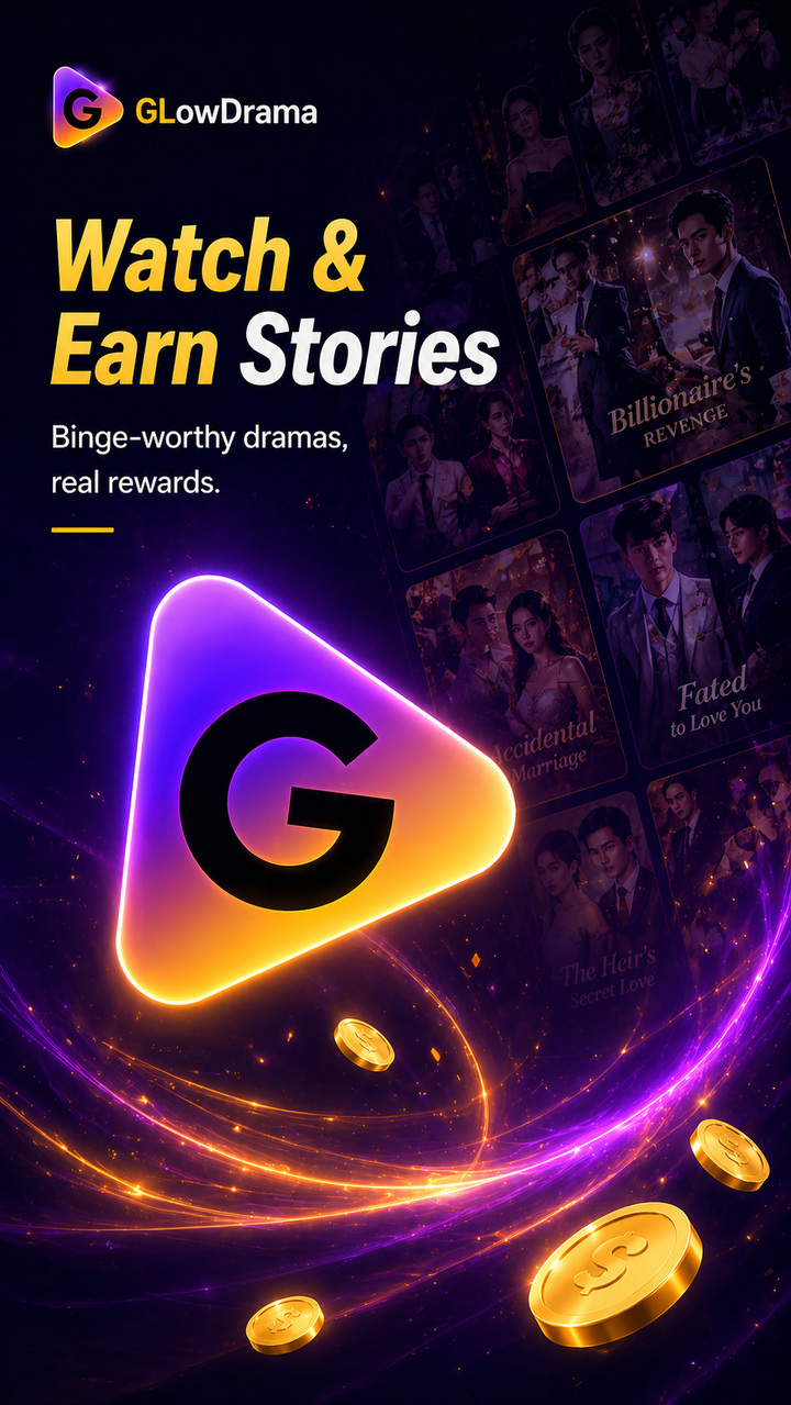 GlowDrama app interface preview on mobile frame